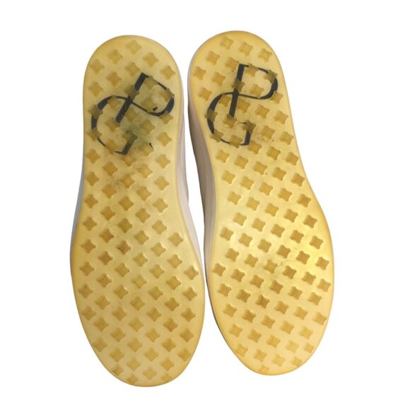 PAKIRA GOLF Diva Dundee Golf Shoes 9.5 WHT Calf Leather Navy Embossed Croc Heel - Picture 8 of 10